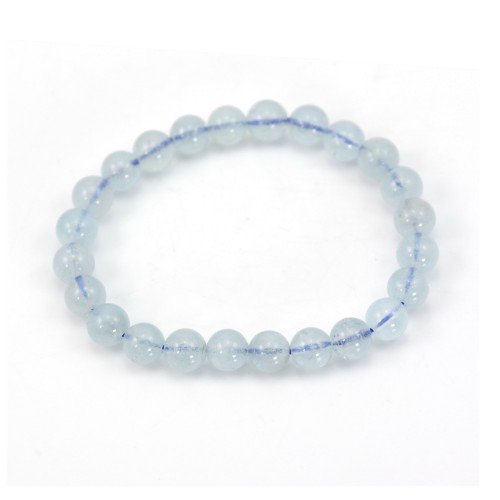 Bracelet Aigue-Marine rond 7-8mm x 1pc