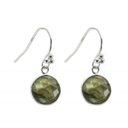 Brincos redondos Labradorite x 2pcs, prata 925