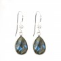Boucles d'oreilles argent 925 Labradorite goutte sertie x 2pcs