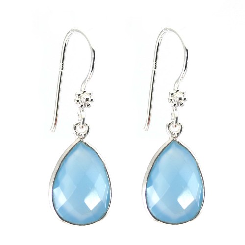 Silver earring 925 Chalcedony drop x 2pcs