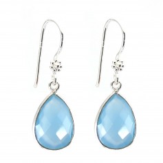 Silver earring 925 Chalcedony drop x 2pcs