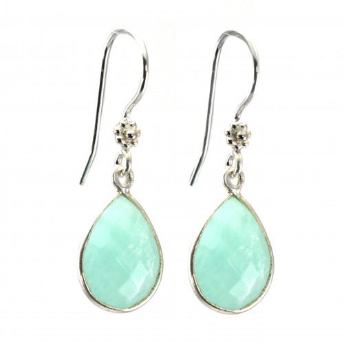 Brinco gota de Amazonite, prata 925 x 2pcs