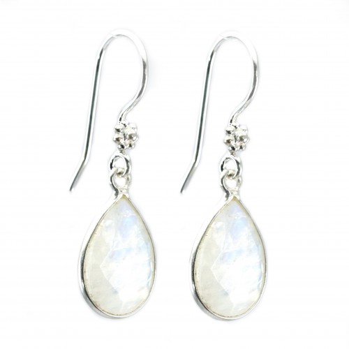 Silver earring 925 Gemstone of Moon drop x 2pcs
