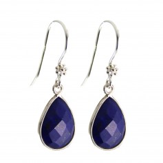Boucles d'oreilles argent 925 Lapis Lazuli goutte sertie x 2pcs