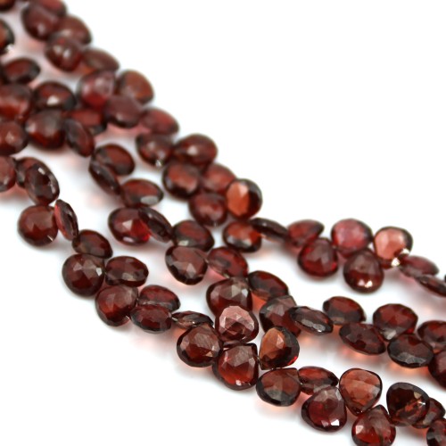 Garnet flat drop faceted 6-7mm x 20cm