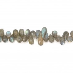 Labradorite briolette drop faceted 4-5* 7-10mm x21cm