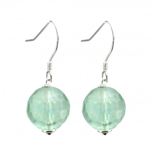 Boucles d'oreilles : fluorite & argent 925 12mm x 2pcs 