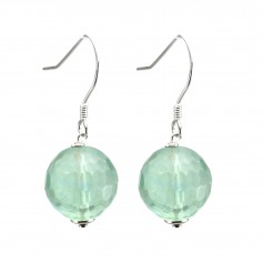 Boucles d'oreilles : fluorite & argent 925 12mm x 2pcs 