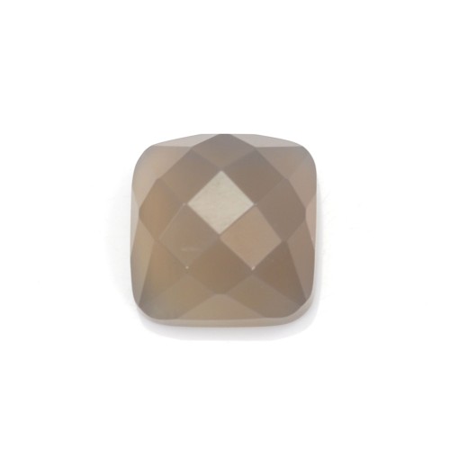 Achat Cabochon grau quadratisch facettiert 10mm x 1pc