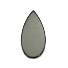 Agate noir goutte plat 15x30mm