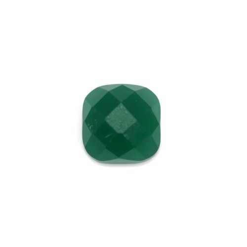 Cabochon green agate faceted square 6mm x 2pcs