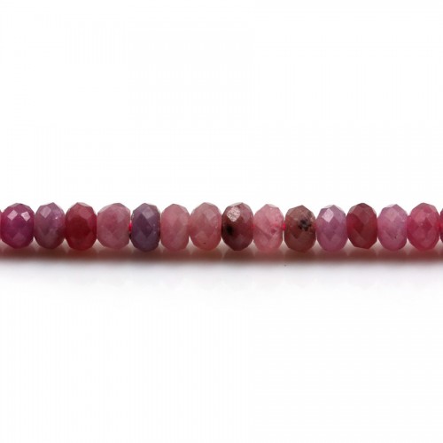 Rubis rouge,en forme de rondelle facette 3x4mm x 40cm