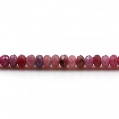 Rubis rouge,en forme de rondelle facette 3x4mm x 40cm