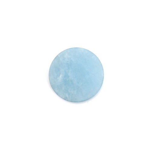 Aquamarine cabochon, in flat round shape, 12mm x 1pc