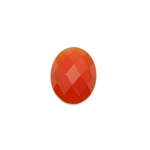 Cabochon ovale rosso sfaccettato di agata 8x10mm x 1pc