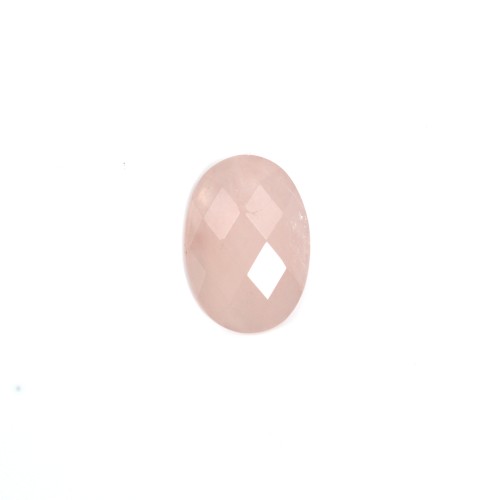 Cabochon quartz rose ovale facette 10x14mm x 1pc