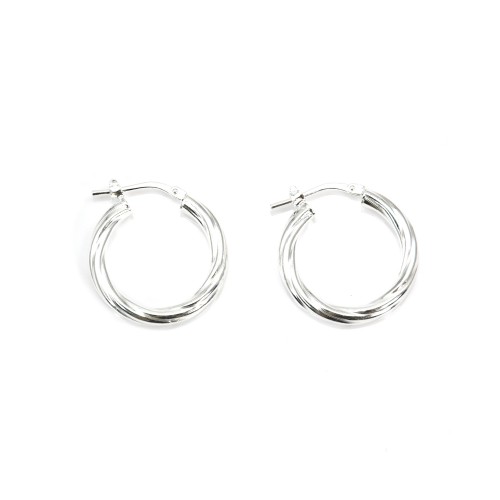 Créole torsadé 20mm Argent 925  traité anti-ternissement x 2pcs