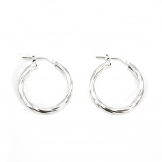 Créole torsadé 25mm Argent 925 traité anti-ternissement x 2pcs