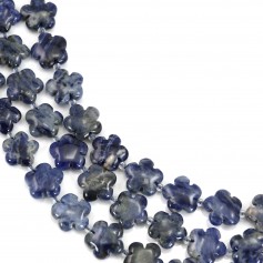 Blue sodalite, in shape of a flower, 15mm x 42cm