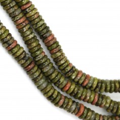 Arruela Unakite Heishi 2x6mm x 39cm