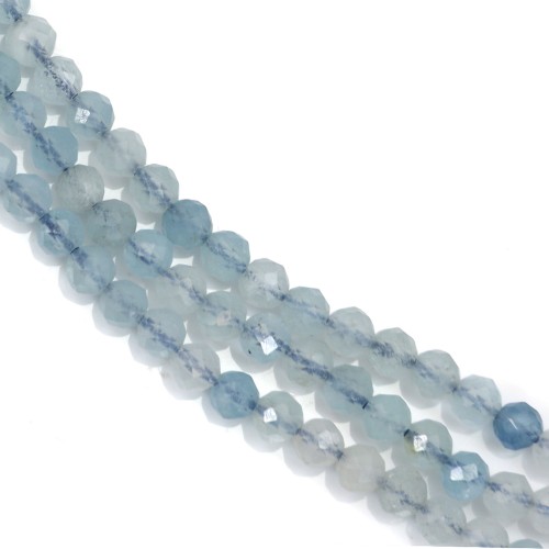 Aquamarine, faceted round, 3mm x 39cm