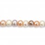white & salmon Freshwater Pearle  round 8mm x 40cm
