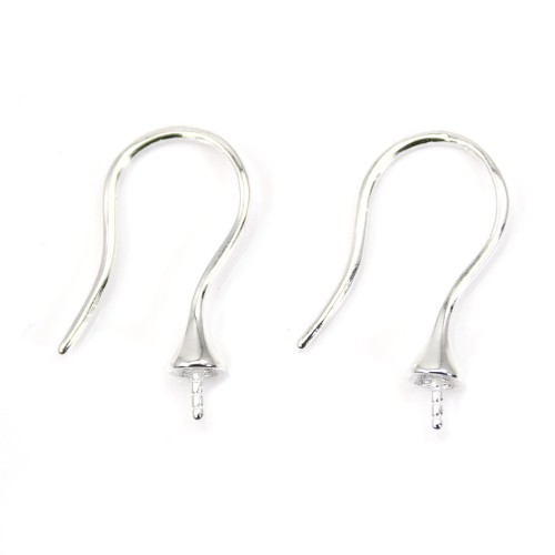 925 silver ear hook for half-pierced 22mm x 2pcs