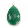 Pendentif en agate verte sertie en argent, en forme de goutte, 21x31mmx 1pc
