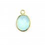 Calcédoine ovale facettée sertie sur argent doré 9x11mm x 1pc
