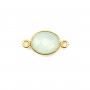 Calcédoine ovale facettée sertie sur argent 925 doré à l'or fin 2 anneaux 9x11mm x 1pc