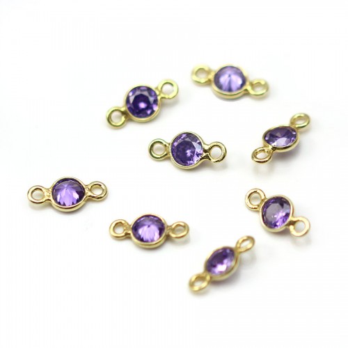 925 sterling silver oval spacer set with a blue cz 9.5x17.5mm x 1pc