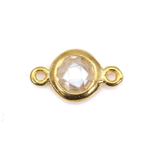 Spacer sterling silver 925 golden and crystal zirconium 5x9mm x 1pc