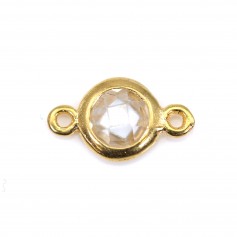 Intercalaire argent 925 doré à l'or fin et zirconium crystal 5x9mm x 1pc