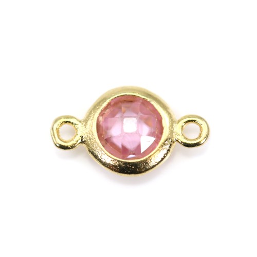 Plata de ley 925 y óxido de circonio rosa espaciador redondo 5x9mm x 1pc