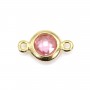 Intercalaire argent 925 doré et zirconium quartz rose 5x9mm x 1pc
