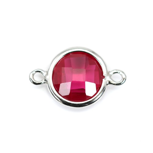 Spacer sterling silver 925 and  zirconium ruby round 9.5x14.5mm x 1pc