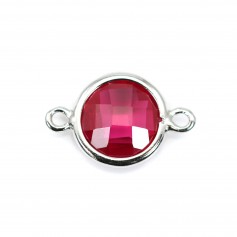 Intercalaire argent 925 et zirconium ruby rond 9.5x14.5mm x 1pc