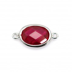 Intercalaire argent 925  et zirconium ruby oval 9.5x17.5mm x 1p