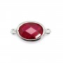 Intercalaire argent 925  et zirconium ruby ovale 9.5x17.5mm x 1p