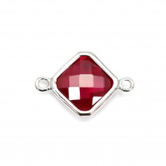 Intercalaire argent 925 et zirconium ruby rhombe 10x17mm x 1pc