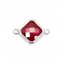 Intercalaire argent 925 et zirconium ruby rhombe 10x17mm x 1pc