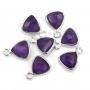 Amethyst Dreieck Facettenschliff Charm 925 Silber 9x13mm x 1St