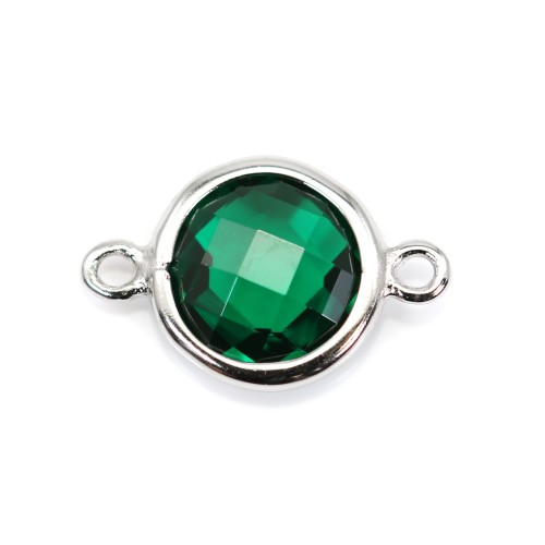 Spacer sterling silver 925 and  zirconium emerald round 9.5x14.5mm x 1pc