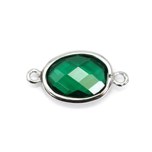 Spacer sterling silver 925 and  zirconium emerald 9.5x17.5mm x 1pc