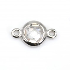 Spacer sterling silver 925 and  zirconium crystal 5x9mm x 1pc