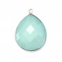 Pendentif en calcedoine sertie en argent, en forme de goutte, 26x31mmx 1pc