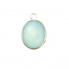 Calcédoine sertie en argent ovale 11x13mm  x 1pc