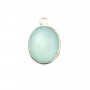 Calcédoine sertie en argent ovale 11x13mm  x 1pc
