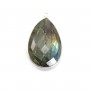 Pendentif en labradorite sertie en argent, en forme de goutte, 21x31mm x 1pc