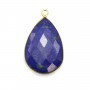 Pendentif en lapis lazuli sertie en argent doré, en forme de goutte, 21x31mmx 1pc